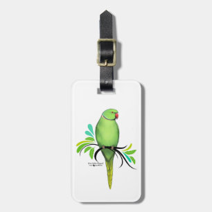 Green Indian Ringneck Parrot Luggage Tag