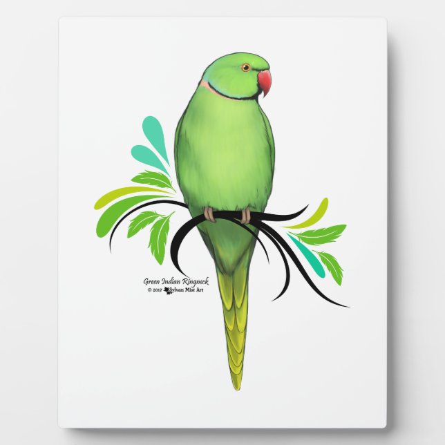 Green Indian Ringneck Parrot Plaque (Front)