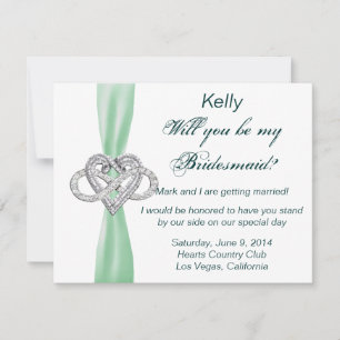 Green Infinity Heart Bridesmaid Card