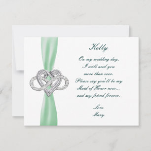 Green Infinity Heart Maid Of Honour Card