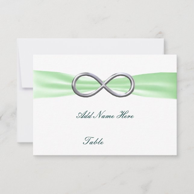 Green Infinity Wedding Table Place Card (Front)