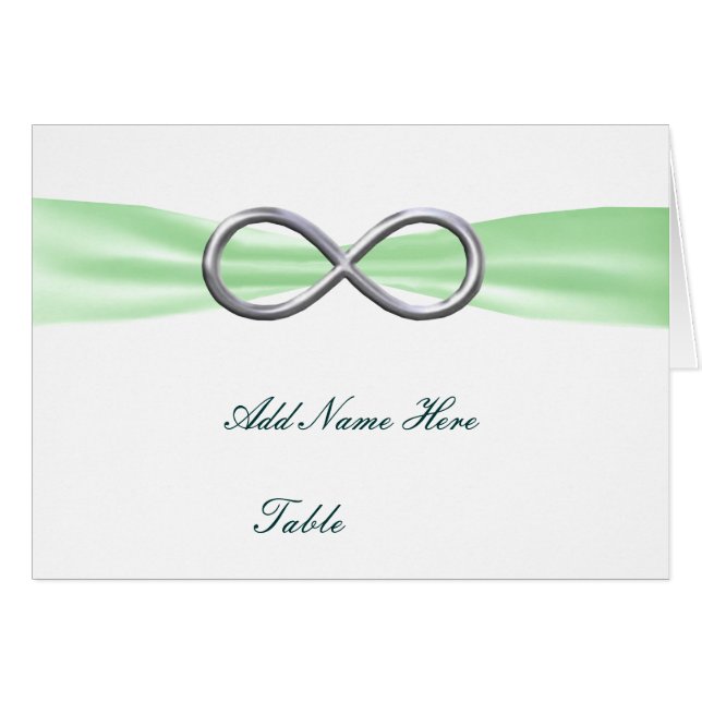 Green Infinity Wedding Table Place Card (Front Horizontal)