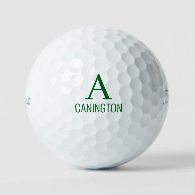 Green Initial & Last Name II Titleist Pro V1 Golf Balls (Front)