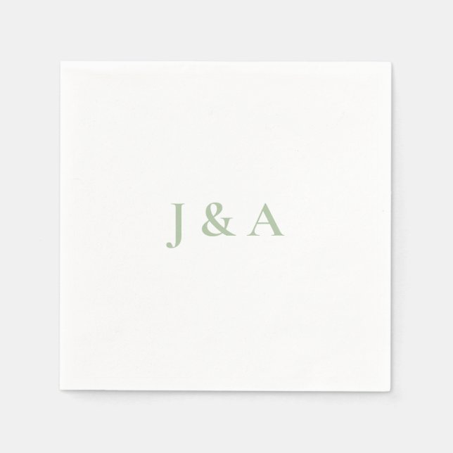 Green Initials Wedding Napkin (Front)