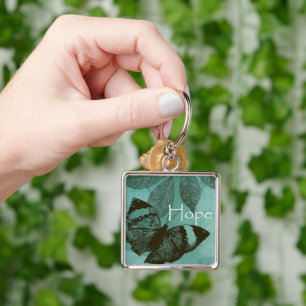 Green Inspirational Hope Butterfly Key Ring