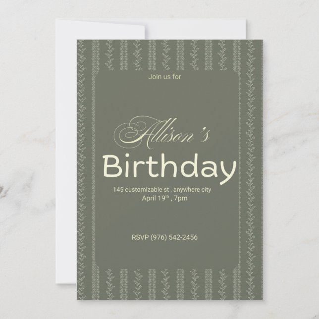 Green invitation - moody/dark (Front)
