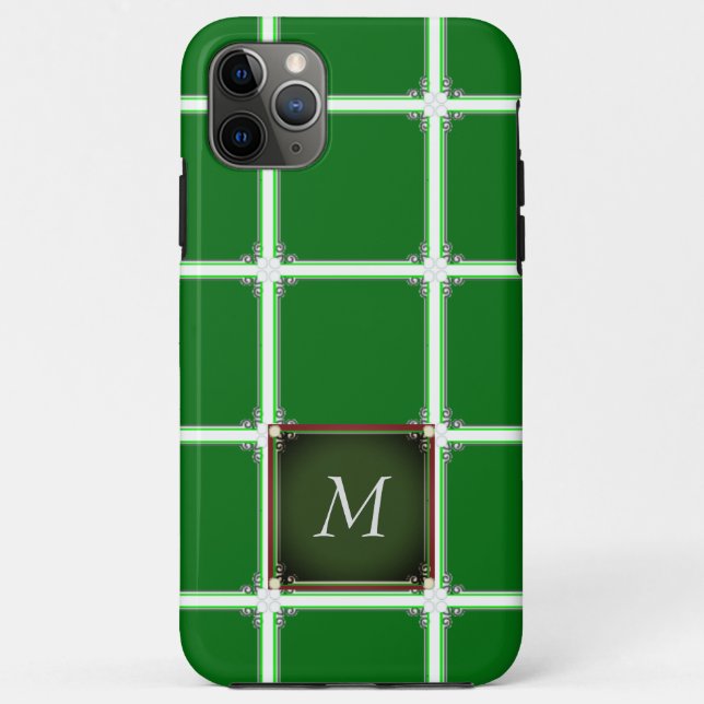 Green iPhone case Square Pattern Monogram (Back)