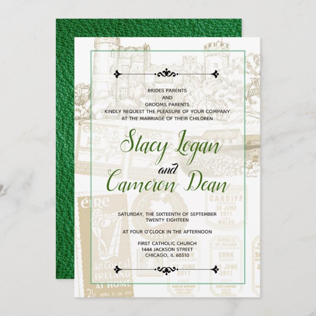Green Ireland Passport Invitation (Front/Back)