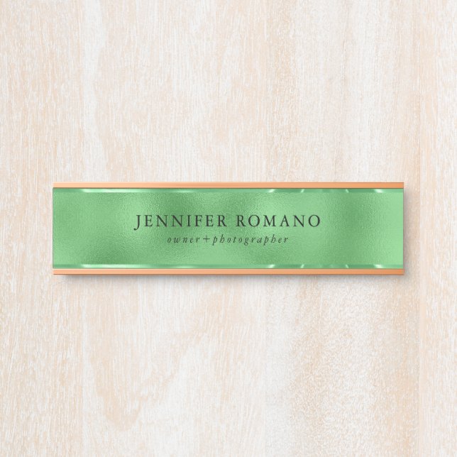 Green iridescent glass texture door sign (Front)