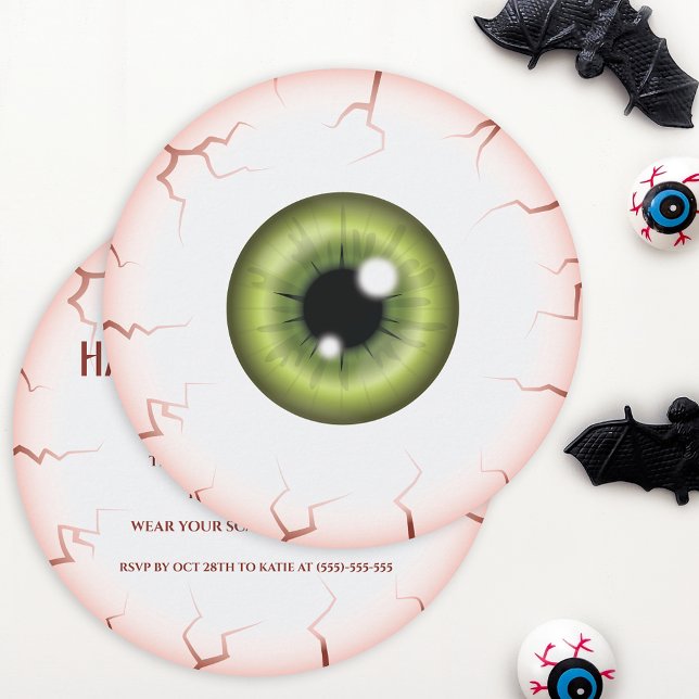 Green Iris Eyeball Bloodshot Eye Halloween Party Invitation (Creator Uploaded)
