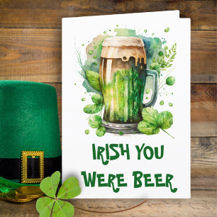 Green Irish Beer Clover Funny St Patricks Day Card