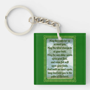 Green Irish Blessing Key Ring