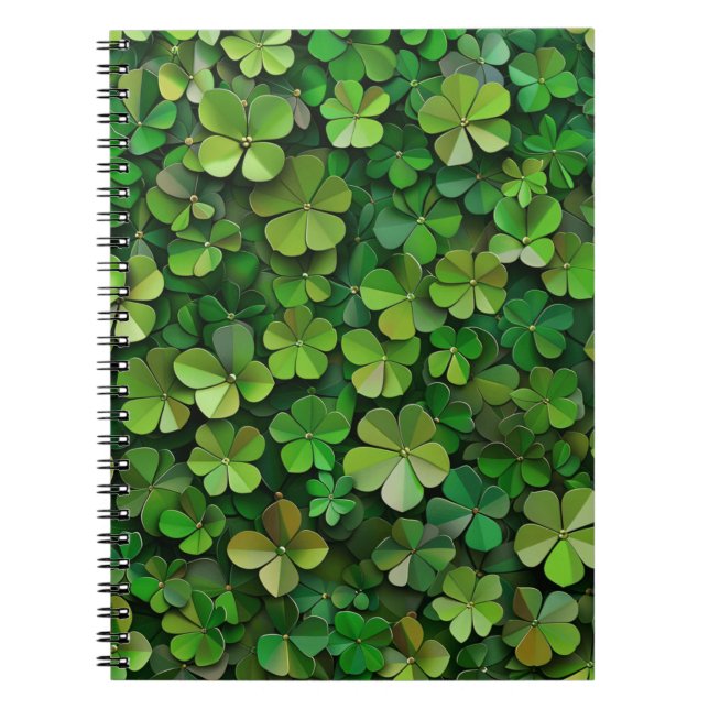 GREEN IRISH CELTIC CLOVER SHAMROCKS NOTEBOOK (Front)