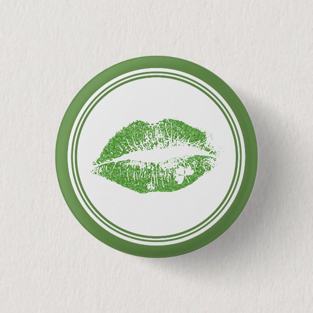 Green Irish Kiss & White Circle Frame 3 Cm Round Badge (Front)
