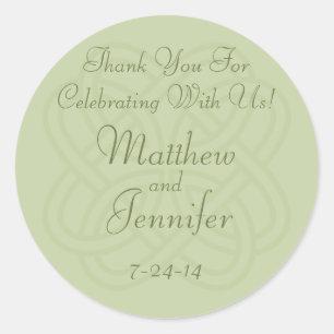 Green Irish Knot Custom Wedding Favour Labels