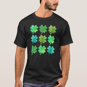Green Irish Lucky Shamrocks Four Leaf C St Patrick T-Shirt