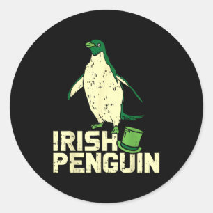 Green Irish Penguin Cute St Patricks Day Animal Lo Classic Round Sticker