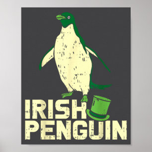Green Irish Penguin Cute St Patricks Day Animal Lo Poster