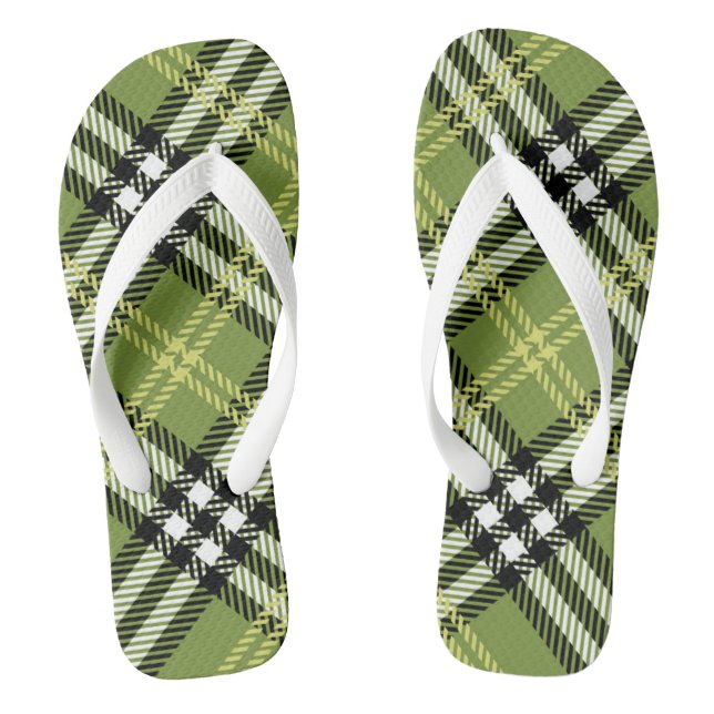 Green Irish Plaid Pattern Jandals (Footbed)