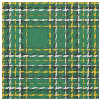 Green Irish plaid, with white/black stripe Fabric