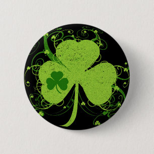 Green Irish Shamrock 6 Cm Round Badge