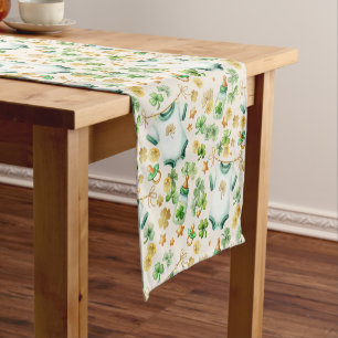 Green Irish Shamrock Baby Shower Short Table Runner