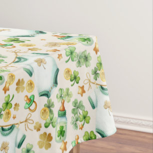 Green Irish Shamrock Baby Shower Tablecloth
