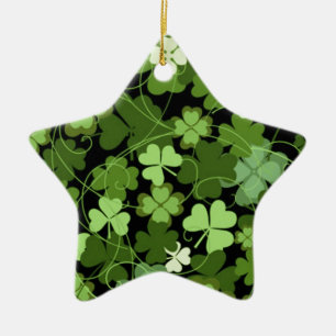 Green Irish Shamrock Ceramic Tree Decoration