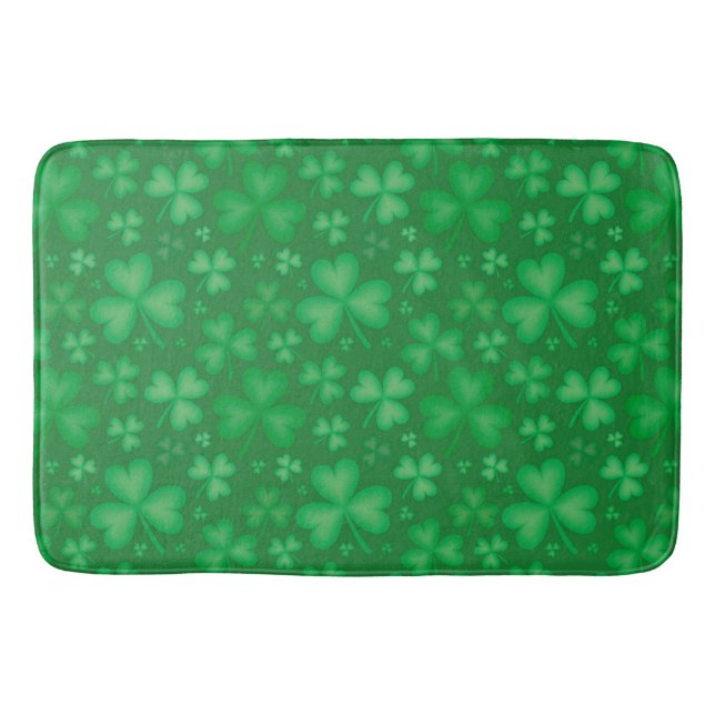 Green Irish Shamrock Pattern Bath Mat (Front)