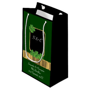 Green Irish shamrock personalised wedding Small Gift Bag