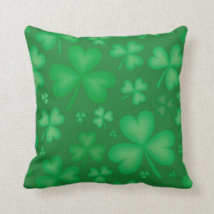 Green Irish Shamrock Throw Pillow