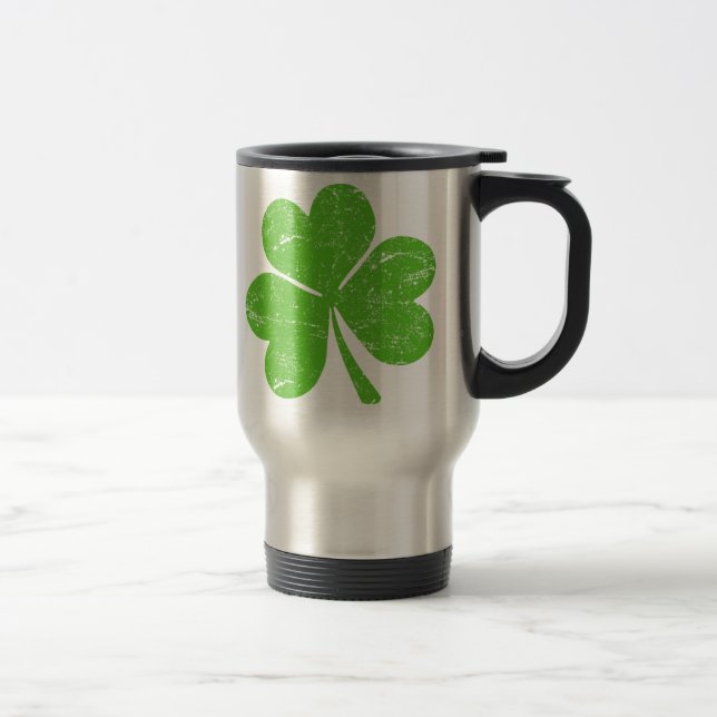 Green Irish Shamrock Travel Mug (Right)