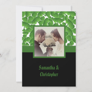 Green Irish Shamrock wedding Invitation