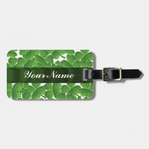 Green Irish shamrocks personalised Luggage Tag