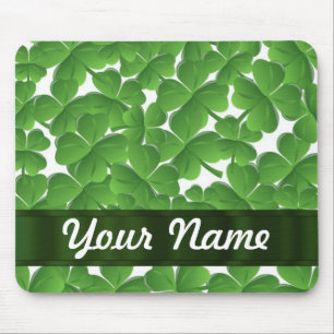 Green Irish shamrocks personalised Mouse Pad