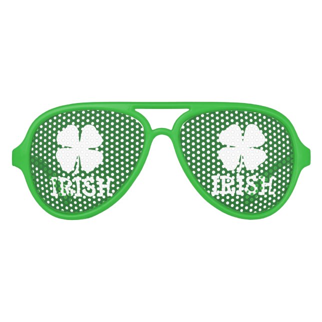 Green Irish St Patricks Day shamrock party shades (Front)