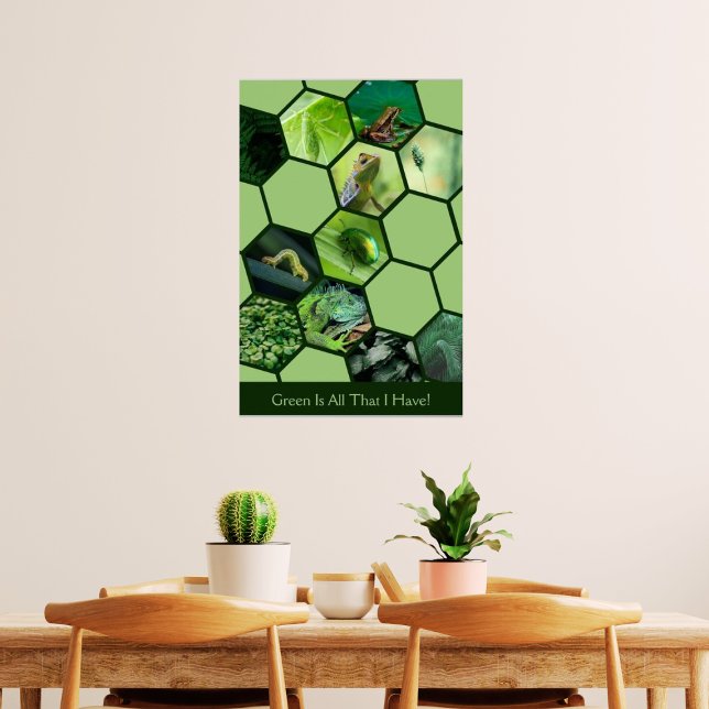 Green Is All That I Have! Hexagon 11 Photo Collage Poster (Green Is All That I Have!)