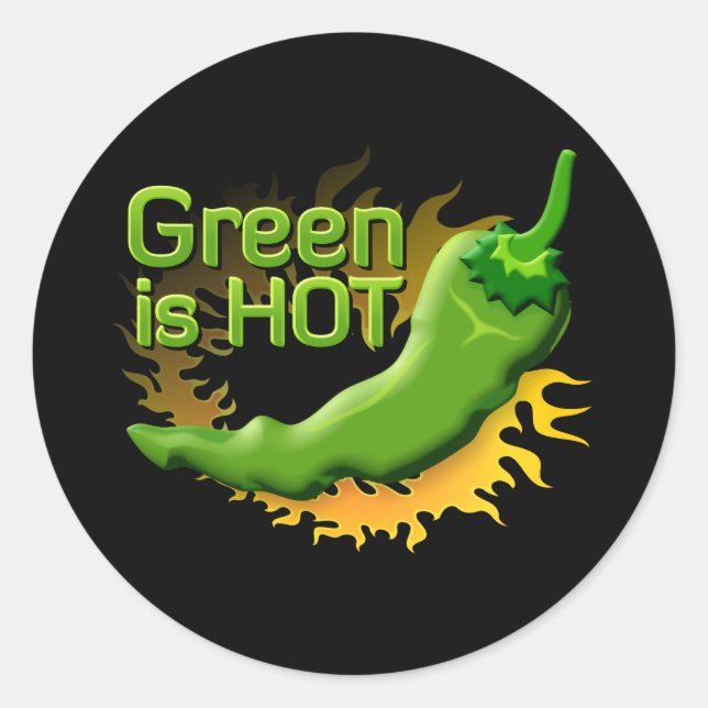 Green is HOT Classic Round Sticker (Front)