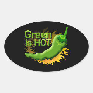 Green is HOT Oval Sticker