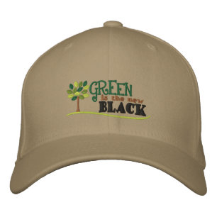 Green Is New Black Embroidered Hat