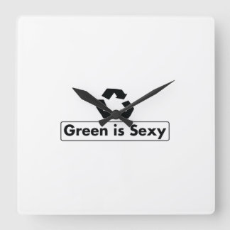 Green is sexy square wall clock