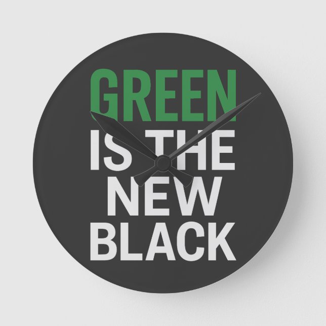 GREEN IS THE NEW BLACK ROUND CLOCK (Front)