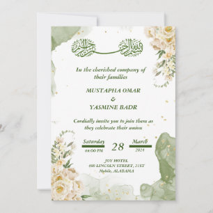 Green Islamic Wedding Invitation