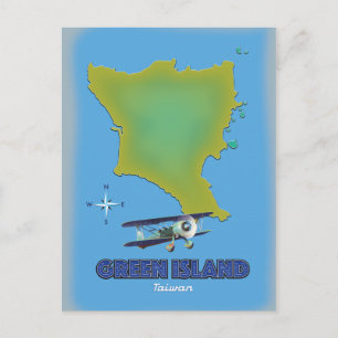 Green Island Taiwan travel poster. Postcard