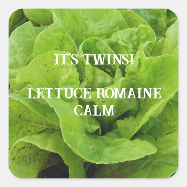 Green It's Twins Lettuce Square Sticker (Front)