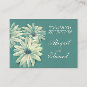 Green ivory wedding daisy art info enclosure card