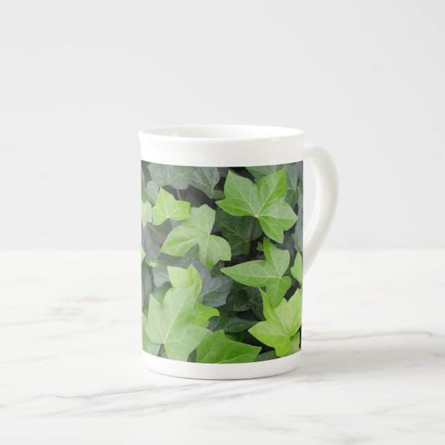 Green Ivy Botanical Print Bone China Mug (Front Right)