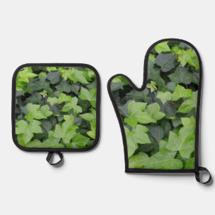 Green Ivy Botanical Print Oven Mitt & Pot Holder Set