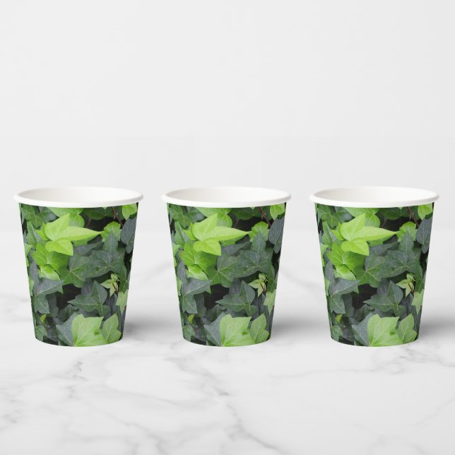 Green Ivy Botanical Print Paper Cups (Multi)