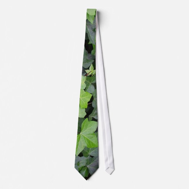 Green Ivy Botanical Print Tie (Front)